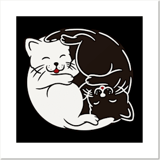 Yin yang cats Posters and Art